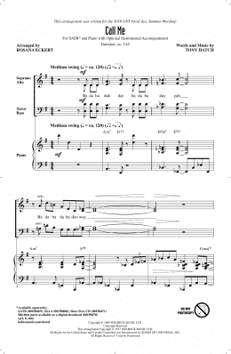 page one of Call Me (SATB Choir)