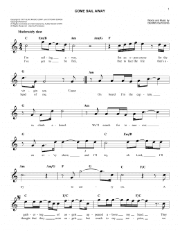 page one of Come Sail Away (Easy Lead Sheet / Fake Book)