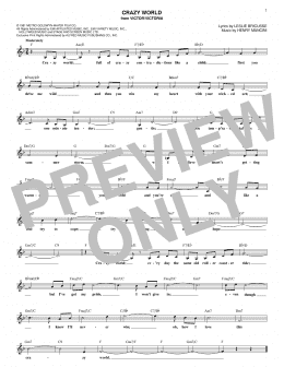 page one of Crazy World (Lead Sheet / Fake Book)