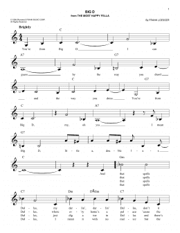 page one of Big D (Easy Lead Sheet / Fake Book)