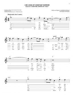 page one of I Am A Man Of Constant Sorrow (Easy Lead Sheet / Fake Book)