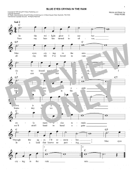 page one of Blue Eyes Crying In The Rain (Easy Lead Sheet / Fake Book)