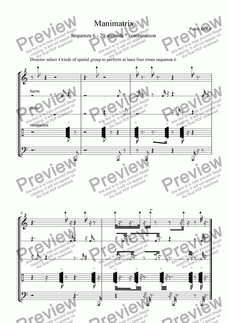 page one of SEQUENZA 6 MIXED ORCHESTRA SOLI MUSICIANS