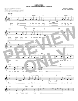page one of Born Free (Easy Lead Sheet / Fake Book)