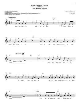 page one of Everybody's Talkin' (Echoes) (Easy Lead Sheet / Fake Book)