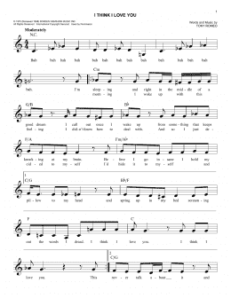 page one of I Think I Love You (Easy Lead Sheet / Fake Book)