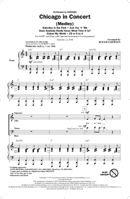 page one of Chicago In Concert (Medley) (SATB Choir)