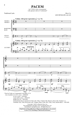 page one of Pacem (TTBB Choir)