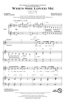 page one of When She Loved Me (from Toy Story 2) (arr. Audrey Snyder) (SSA Choir)