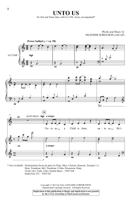 page one of Unto Us (SATB Choir)