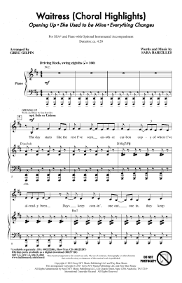 page one of Waitress (Choral Highlights) (arr. Greg Gilpin) (SSA Choir)