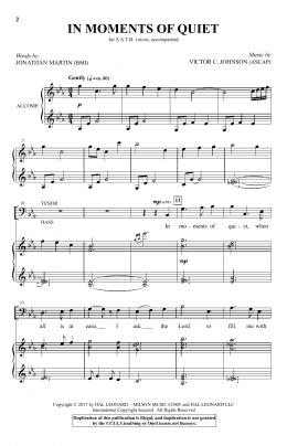 page one of In Moments Of Quiet (SATB Choir)