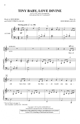 page one of Tiny Baby, Love Divine (SATB Choir)