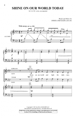 page one of Shine On Our World Today (SATB Choir)