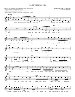 page one of I'll Be There For You (Lead Sheet / Fake Book)