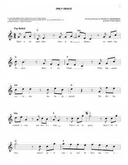 page one of Only Grace (Easy Lead Sheet / Fake Book)
