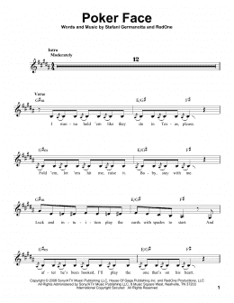 page one of Poker Face (Pro Vocal)