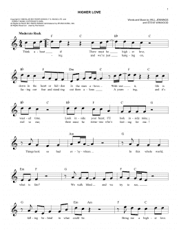 page one of Higher Love (Easy Lead Sheet / Fake Book)