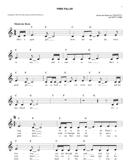 page one of Free Fallin' (Lead Sheet / Fake Book)