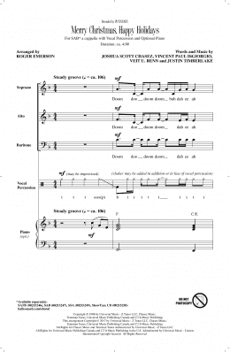 page one of Merry Christmas, Happy Holidays (SAB Choir)