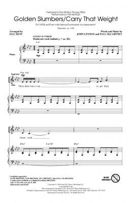 page one of Golden Slumbers/Carry That Weight (from Sing) (arr. Mac Huff) (SATB Choir)