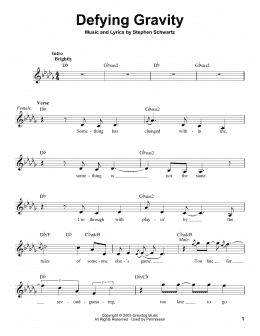 page one of Defying Gravity (from Wicked) (Pro Vocal)