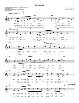 page one of Daydream (Easy Lead Sheet / Fake Book)