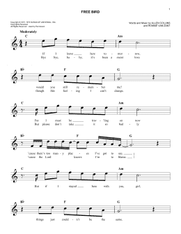 page one of Free Bird (Lead Sheet / Fake Book)