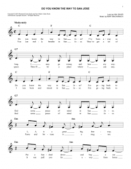 page one of Do You Know The Way To San Jose (Lead Sheet / Fake Book)