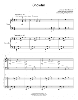 page one of Snowfall (Piano Duet)