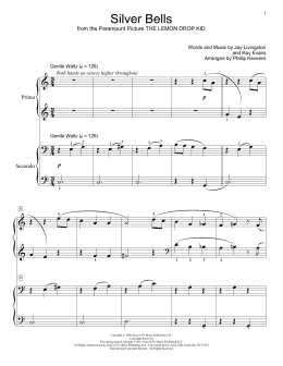 page one of Silver Bells (Piano Duet)
