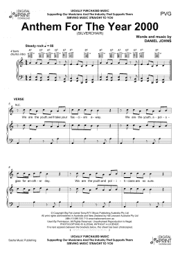 page one of Anthem For The Year 2000 (Piano, Vocal & Guitar Chords (Right-Hand Melody))