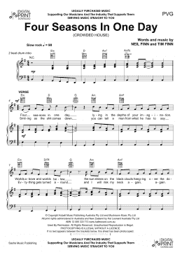 page one of Four Seasons In One Day (Piano, Vocal & Guitar Chords (Right-Hand Melody))