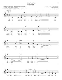 page one of Endlessly (Lead Sheet / Fake Book)