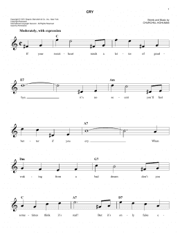 page one of Cry (Easy Lead Sheet / Fake Book)
