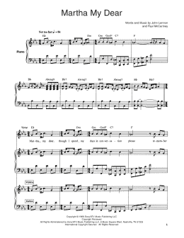page one of Martha My Dear (Piano, Vocal & Guitar Chords (Right-Hand Melody))