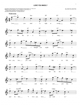 page one of Love You Madly (Easy Lead Sheet / Fake Book)