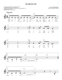 page one of As Long As I Live (Easy Lead Sheet / Fake Book)