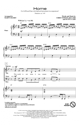 page one of Home (arr. Marty Hamby) (SATB Choir)