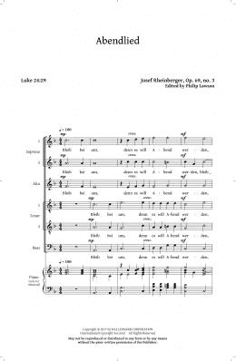 page one of Abendlied, Op. 69, No. 3 (Choir)