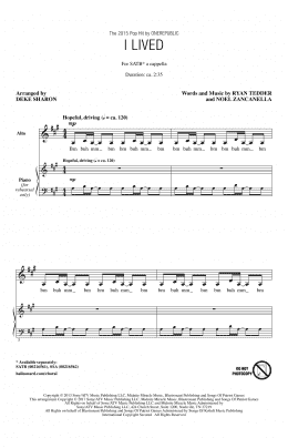 page one of I Lived (arr. Deke Sharon) (SATB Choir)