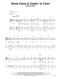 page one of Santa Claus Is Comin' To Town (Banjo Tab)