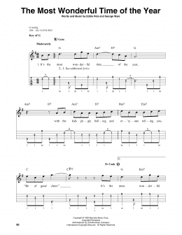 page one of The Most Wonderful Time Of The Year (Banjo Tab)