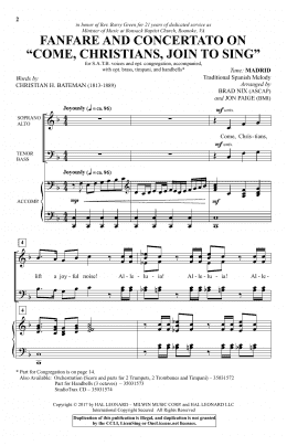 page one of Fanfare And Concertato On "Come Christians, Join To Sing" (SATB Choir)