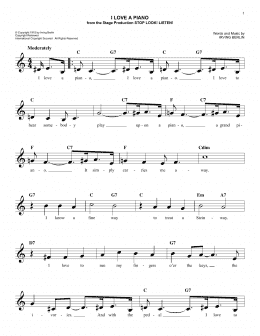 page one of I Love A Piano (Lead Sheet / Fake Book)
