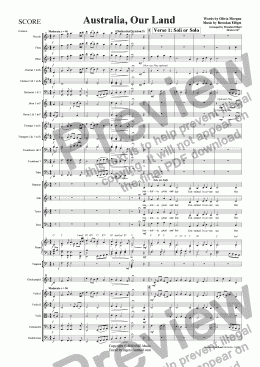 page one of Australia Our Land - SATB Choir and Orchestra