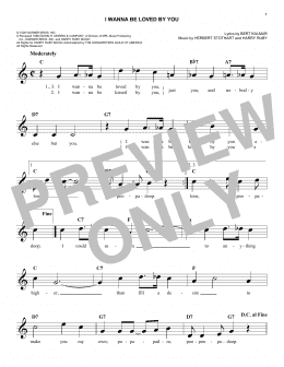 page one of I Wanna Be Loved By You (Lead Sheet / Fake Book)
