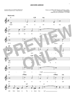 page one of Anchors Aweigh (Lead Sheet / Fake Book)