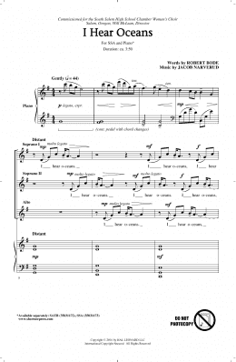 page one of I Hear Oceans (SSA Choir)