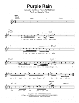 page one of Purple Rain (Pro Vocal)